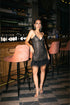 Mini Vestido Plumas Negro